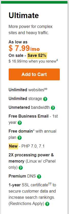 godaddy ultimate linux hosting with cpanel