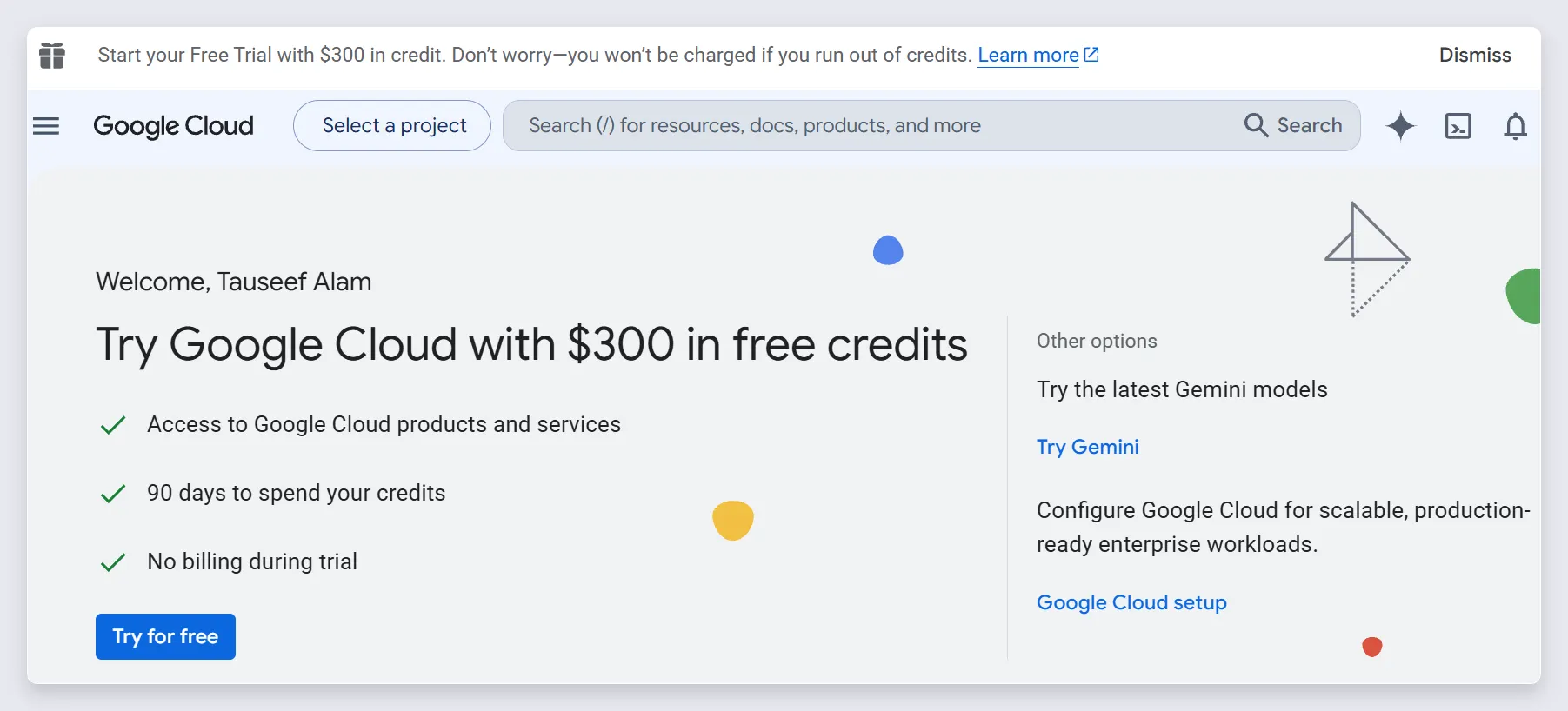 Setting a $1 budget alert in Google Cloud billing